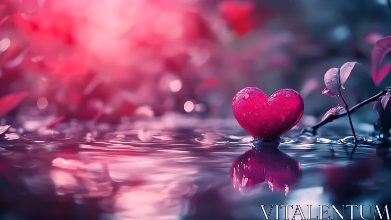 Crystalline Heart Reflection: Romantic 3D Digital Composition.
