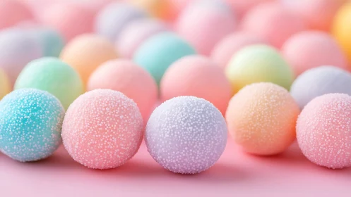 Pastel Sugar Spheres With Textured Surface Detail.