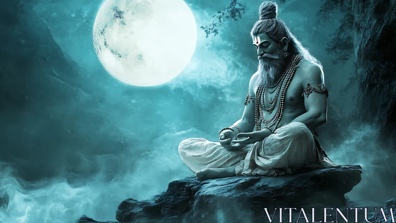 Moonlit sage folds oceans of thought into silent breath