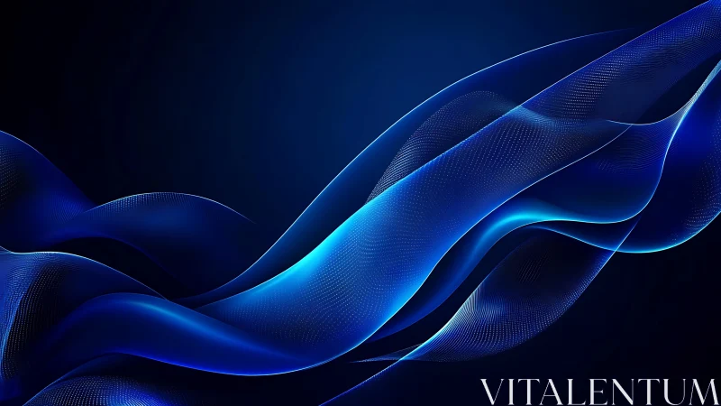 Abstract blue digital waveforms on dark gradient background.