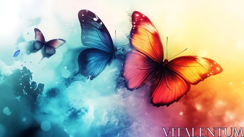 Butterfly daybreak drifting through a painted skystorm.