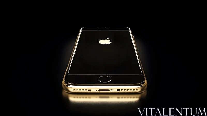 Luxurious Gold iPhone on Black Background, Modern Minimalist Style.