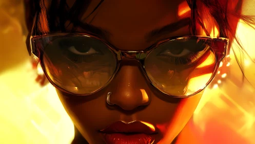 Backlit portrait emphasizes reflective eyewear and specular highlights