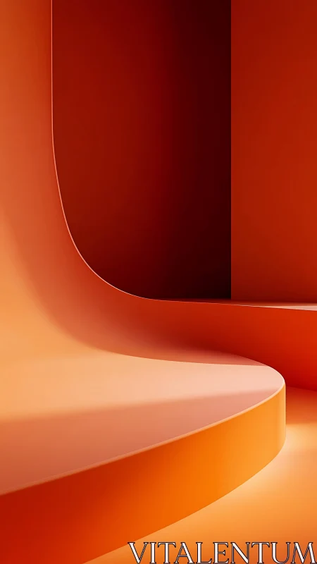 Curved orange planes form a minimalist abstract interior space.