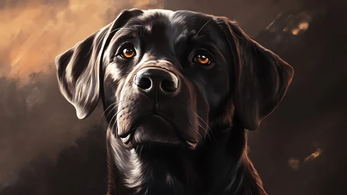 High-fidelity digital portrait of black labrador retriever.