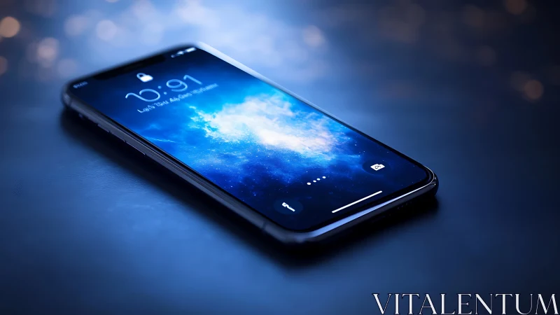 Modern Smartphone Glowing with Cloud Sky Wallpaper