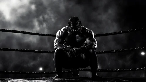 Wrestler in Ring at Stadium.