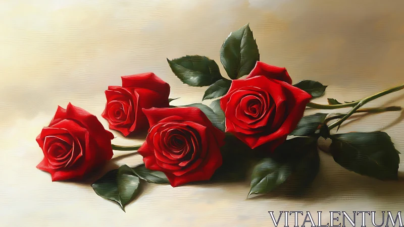 Five Crimson Blooms Orchestrate Romance Against Neutral Canvas