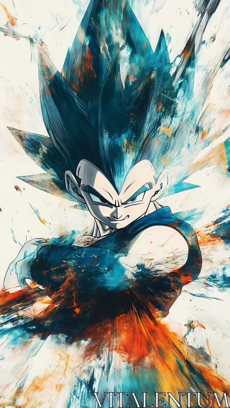 Stylized anime warrior rendered with dynamic paint strokes