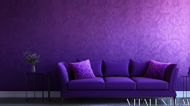 Velvet amethyst lounge casting cozy twilight charm.