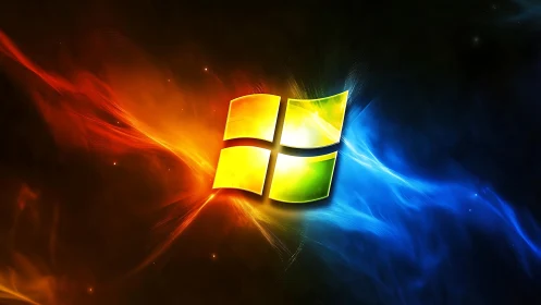 Windows Logo: Dynamic Neon Emission with Radial Light Diffusion