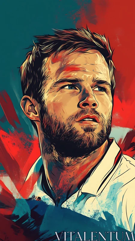 Expressive sports portrait rendered in dynamic digital painting