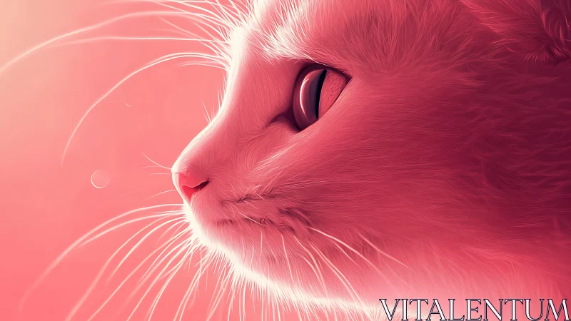 Luminous Pink Cat Portrait with Vertical Slit Pupil Eye