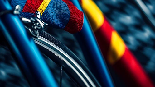Military Medal and Tri-Colored Ribbon on Blue Uniform Base.