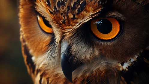Close-up of Owl Eyes in Dramatic Lighting, Hyperrealistic Style.