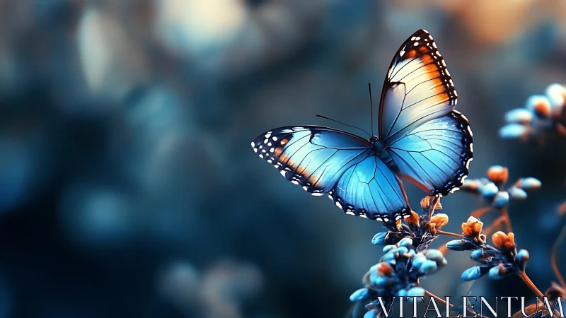 Twilight sky-bloom butterfly crowned in quiet, glowing blues.