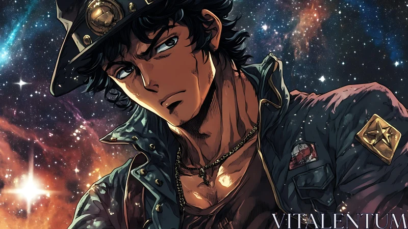 Star-forged drifter studies the cosmos with wary defiance