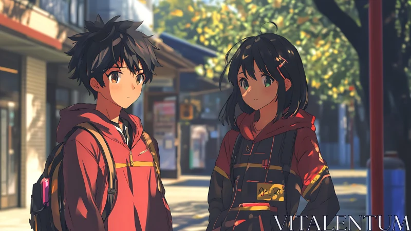 Two after-school friends share a quiet moment in warm light