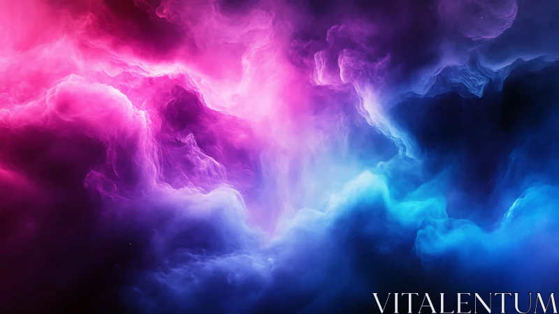 Chromatic nebula clouds merge in high-contrast digital vapor