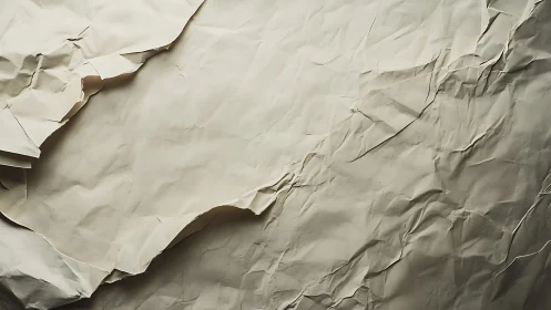 Wrinkled beige paper background with layered creases.