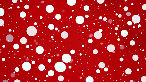 White circular bokeh particles drift across saturated red field