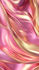 Shimmering pink satin folds glow with soft golden light