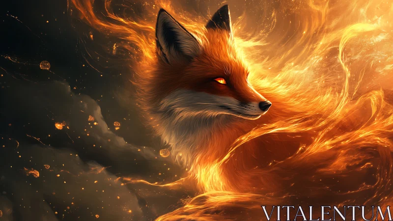 Fox head rendered in swirling orange fire-like energy