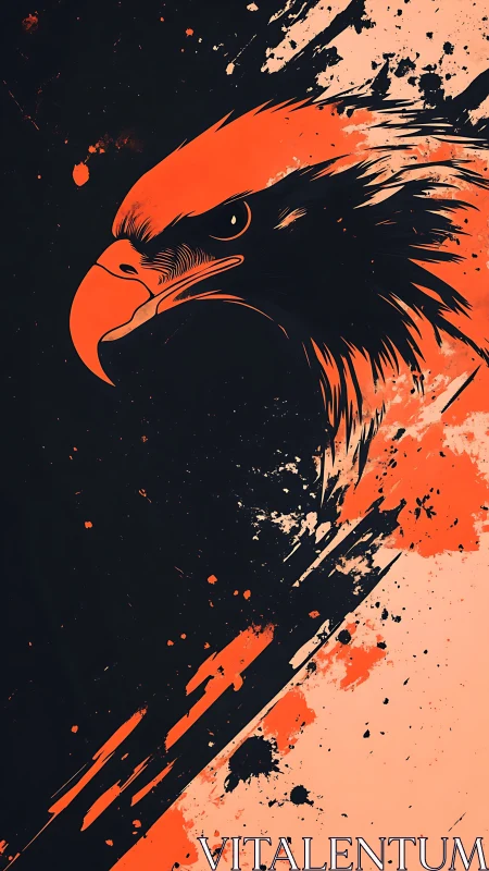 Stylized eagle head rendered with high-contrast splatter forms