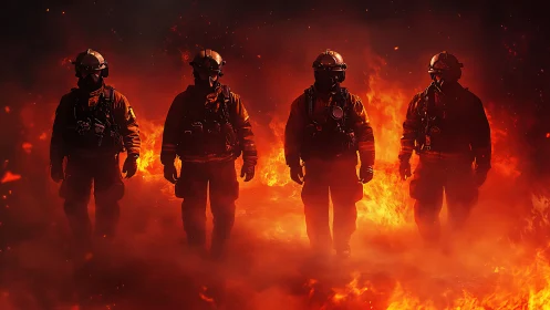 Firefighter Squad Tactical Formation in Extreme Inferno Conditions
