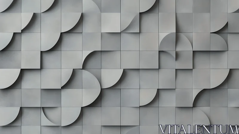 Curved shadows dance across modular gray geometric tiles.