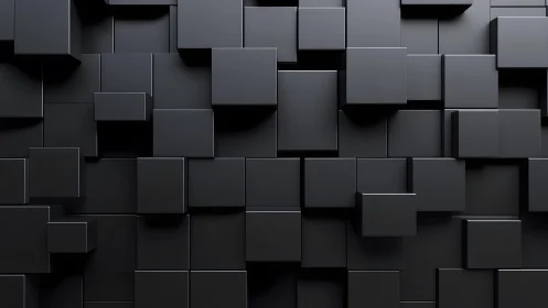 Modern geometric black cubes 3D wall abstract background design.
