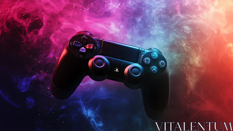 PlayStation Controller Suspended Within Prismatic Nebula Environment