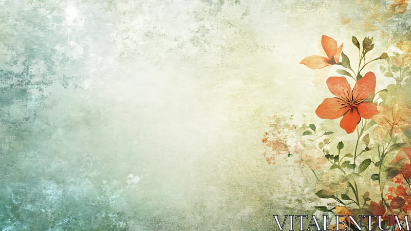 Vintage watercolor floral border with soft textured background.