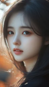 Portrait of a young woman rendered in soft shallow focus lighting