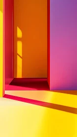 Sunlit color corridor bends geometry into soft neon calm
