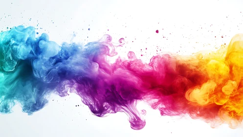 Multicolor ink plumes form a continuous horizontal dispersion