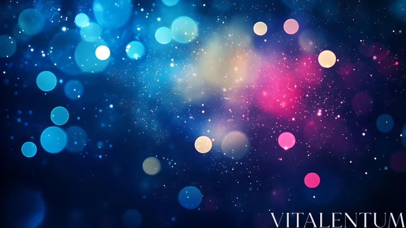 Nebulous bokeh lights drifting through cosmic nightscape.