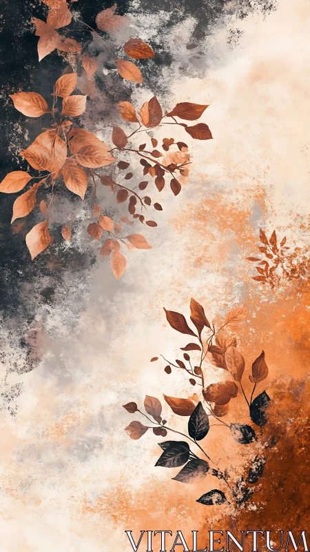 Vertical foliage composition divides textured color fields