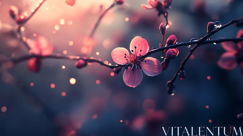 Pink Cherry Blossoms with Bokeh Depth: Macro Floral Composition.