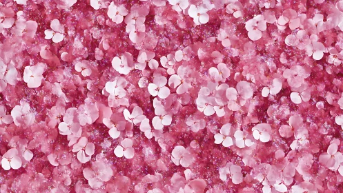 Petal constellations drift over a glittering pink cosmos