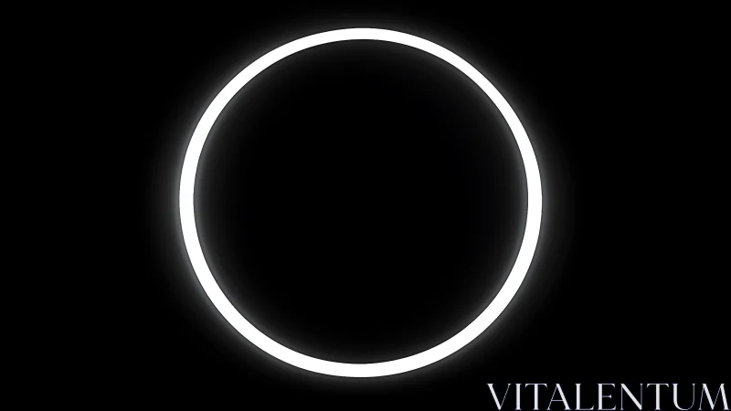 Luminous white neon ring centered on deep black void.