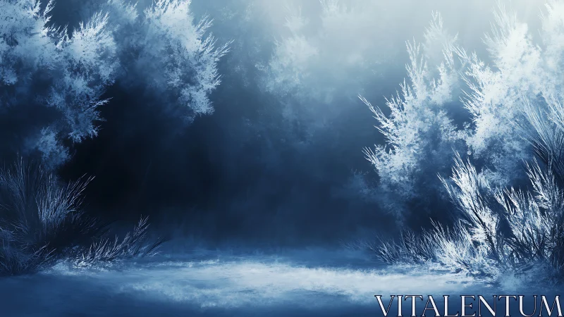 Digital frostbound glade with luminous atmospheric depth.