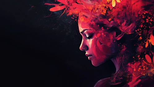 Flare crowned portrait drifts from darkness into burning bloom