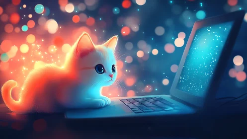 Luminescent Cat and Holographic Laptop Interface.