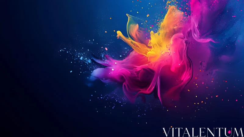 Bursting color cloud dances gently across deep blue space