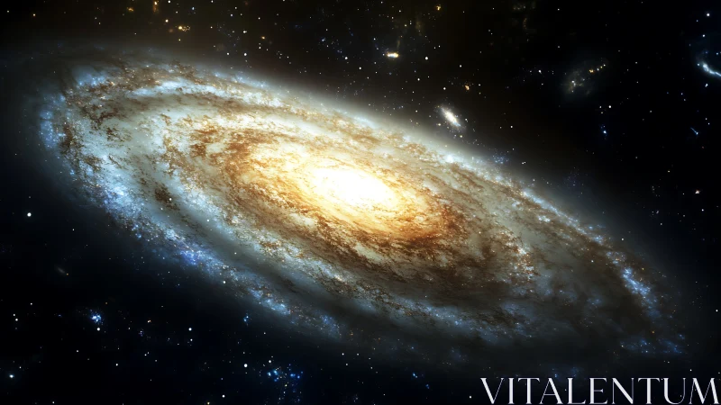 Golden spiral galaxy swirling through deep velvet space.