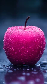 Juicy pink apple sparkling with fresh morning raindrops.