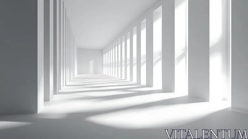 Receding Architectural Corridor with Volumetric Light Geometry
