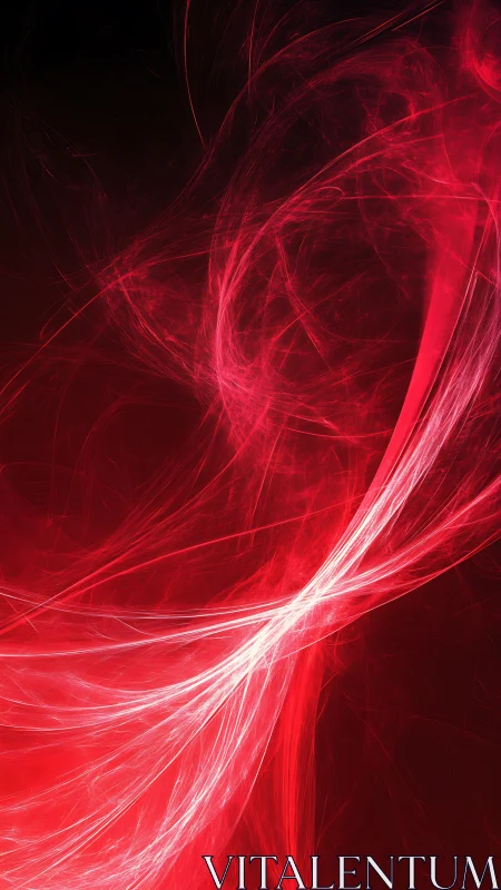 Radiant red light swirls drift softly through a dark void