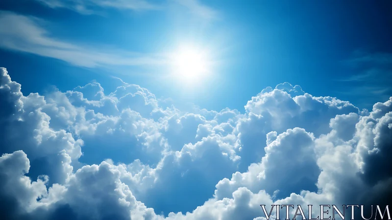 High-altitude cumulus cloudscape under intense solar backlighting